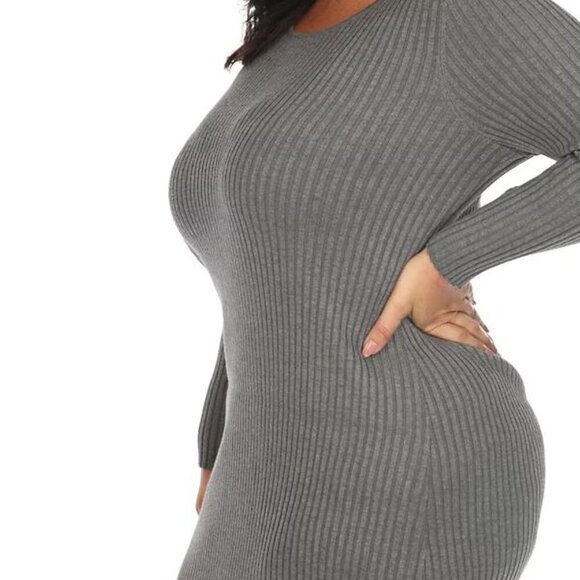 White Mark Plus Size Rib Midi Sweater Dress - Charcoal - Size 3X - NWT - Picture 4 of 5